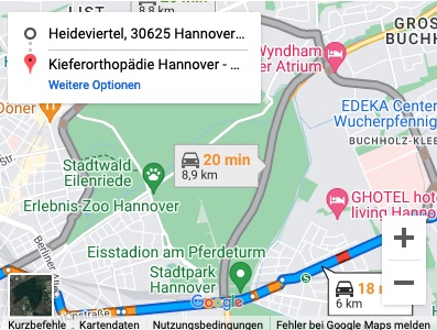 Anfahrt aus dem Stadtteil Heideviertel