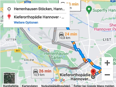 Directions from the Herrenhausen district: